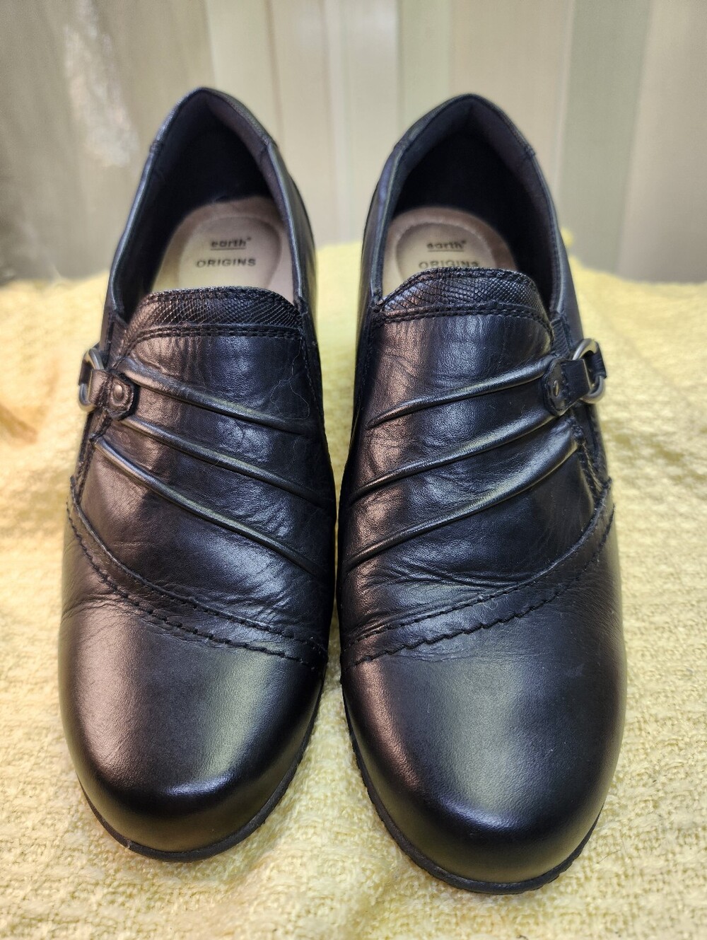 Earth Origins Black Women’s Slip-On Loafers with Decorative Buckle